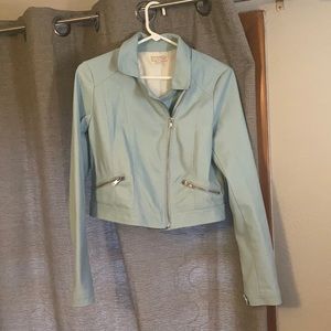 GB Leather Jacket - Medium - light blue